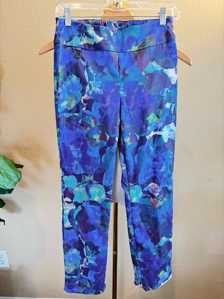 Joseph Ribkoff Women's 6 Floral Print Stretch Pull-On Pants Ankle Slightly Taper